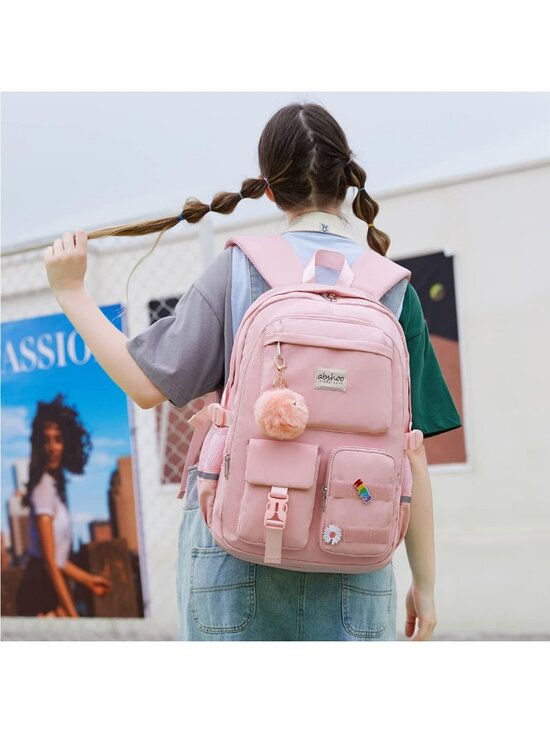 Stylish Big Student Laptop Backpack for College & High School Girls - Pink